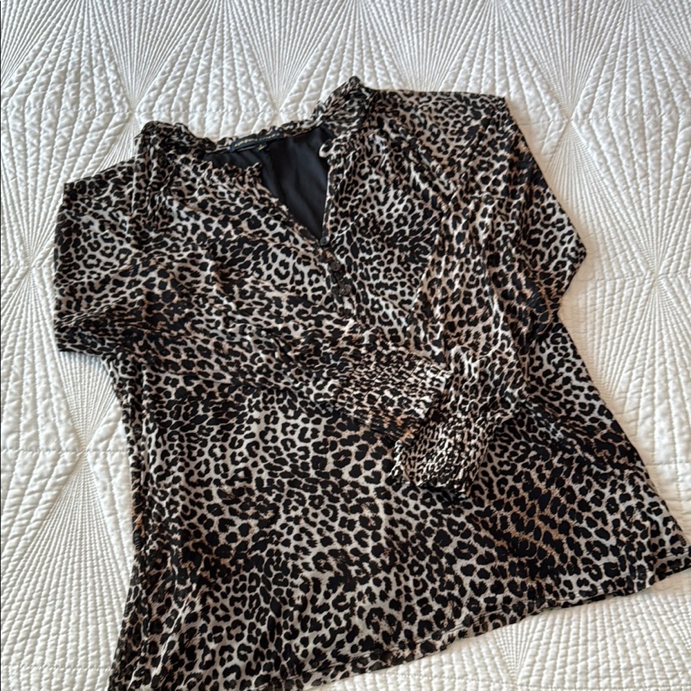 Adrienne Vittadini Leopard Print Blouse